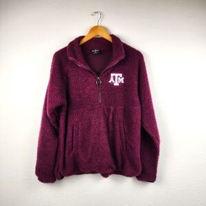 Colosseum  Maroon Cozy Texas A&M Sherpa Quarter Zip Pullover Women's Size Medium